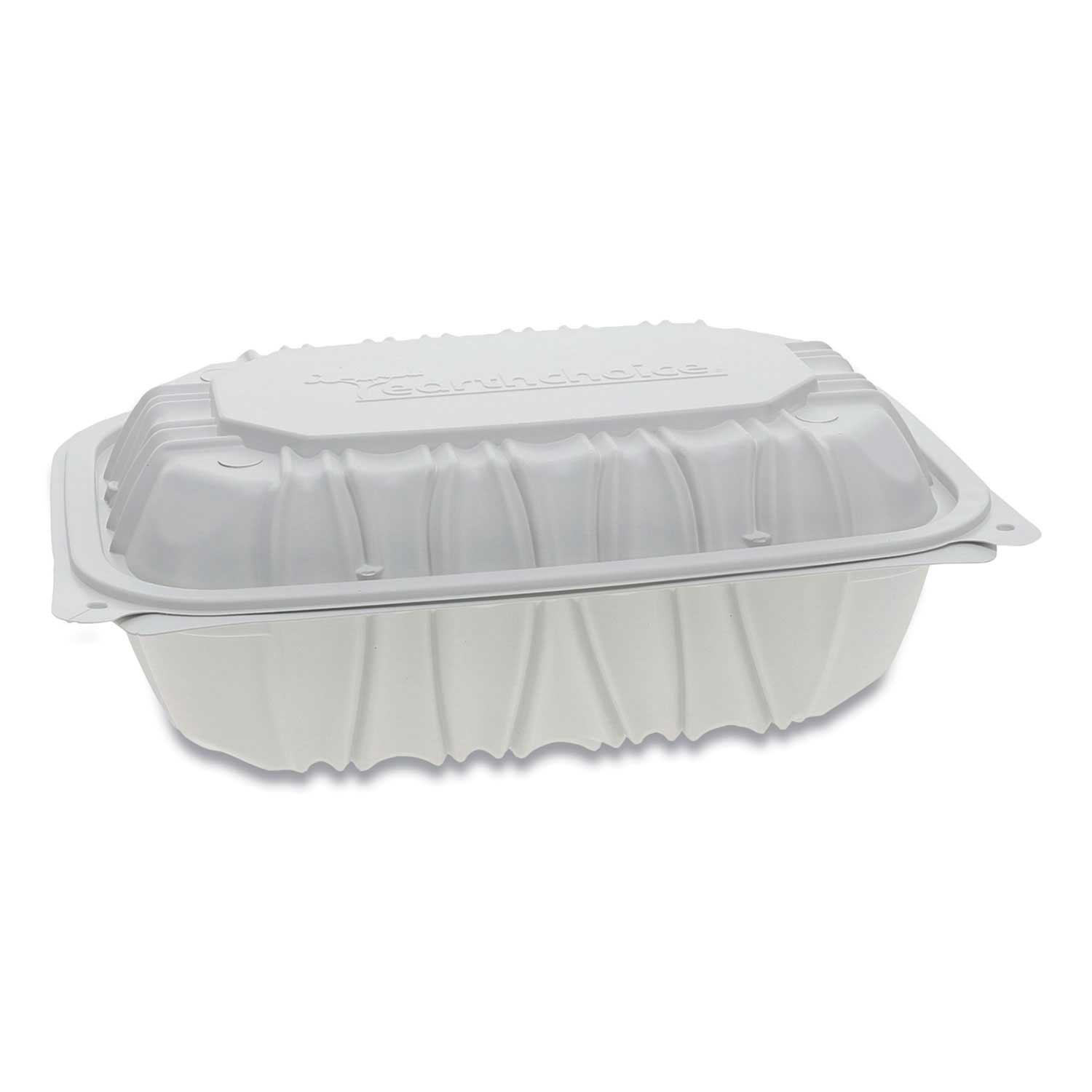 Pactiv White Vented Microwavable Hinged Lid Takeout Container, 9 x 6 x