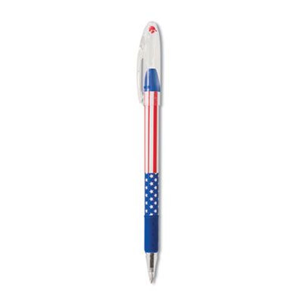 Pentel R S V P Stars And Stripes Black Ink Red/white/blue Barrel Fine 0.7 Mm Ballpoint Stick Pen -- 5 Per Pack