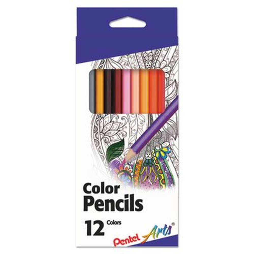 Pentel Arts Assorted Lead/barrel Colors 1.98 Mm Number 3 H Color Pencils -- 12 Per Pack