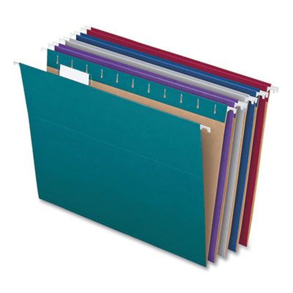 Pendaflex Assorted Colors 1/5 Cut Tabs Letter Size Recycled Hanging File Folder -- 25 Per Box