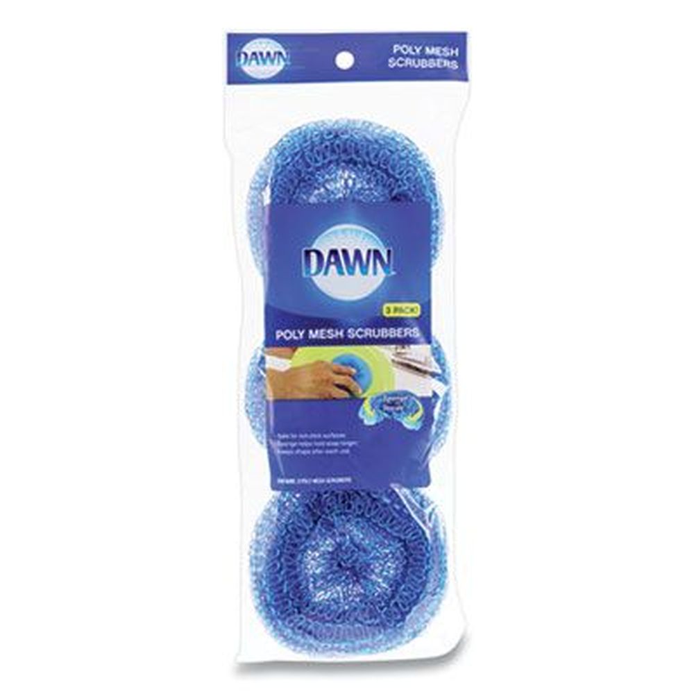 Dawn Blue Poly Mesh Scrubber -- 3 Per Pack