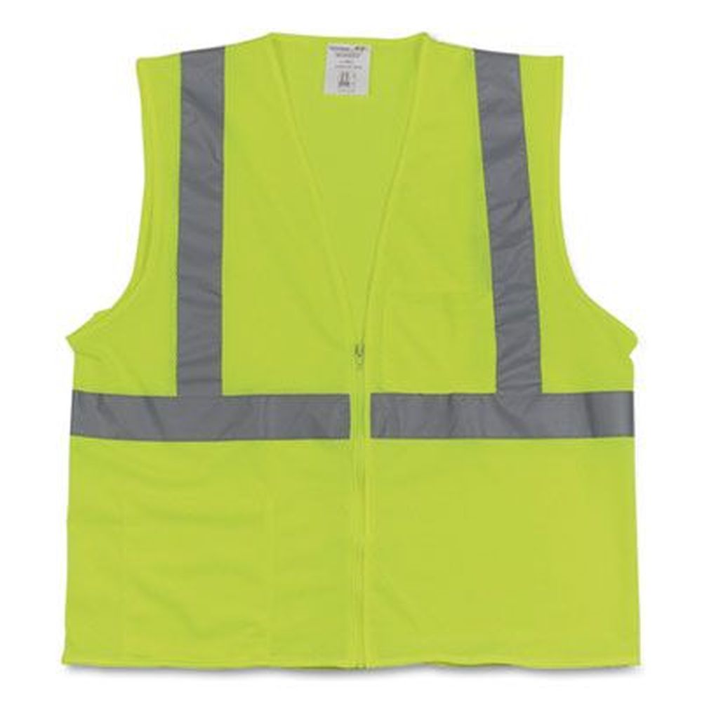 Pip Polyester Mesh Large Hi-viz Lime Yellow Ansi Class 2 Two-pocket Zipper Mesh Safety Vest