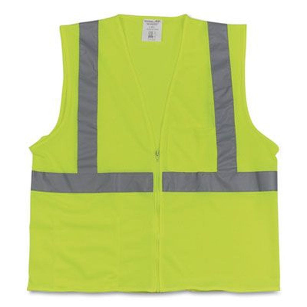 Pip Polyester Mesh X-large Hi-viz Lime Yellow Ansi Class 2 Two-pocket Zipper Mesh Safety Vest