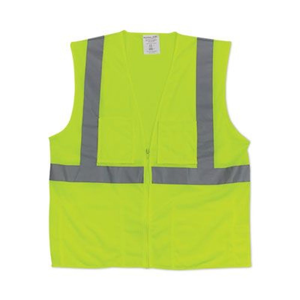 Zipper Safety Vest, Large, Hi-Viz Lime Yellow Zipper Safety Vest, Large, Hi-Viz Lime Yellow
