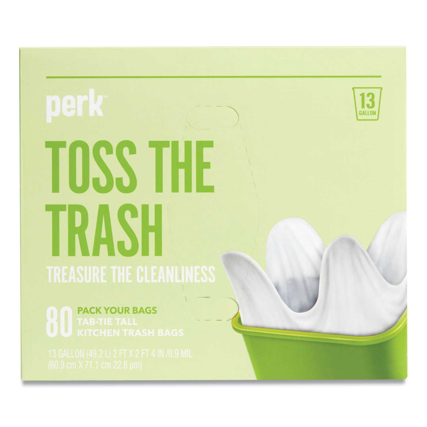 Tab-Tie Tall Kitchen Trash Bags, 13 gal, 0.9 mil, 28