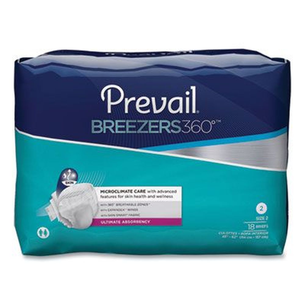 Prevail Size 2 Maximum Plus Absorbency Breezers360 Degree Brief, 45 to