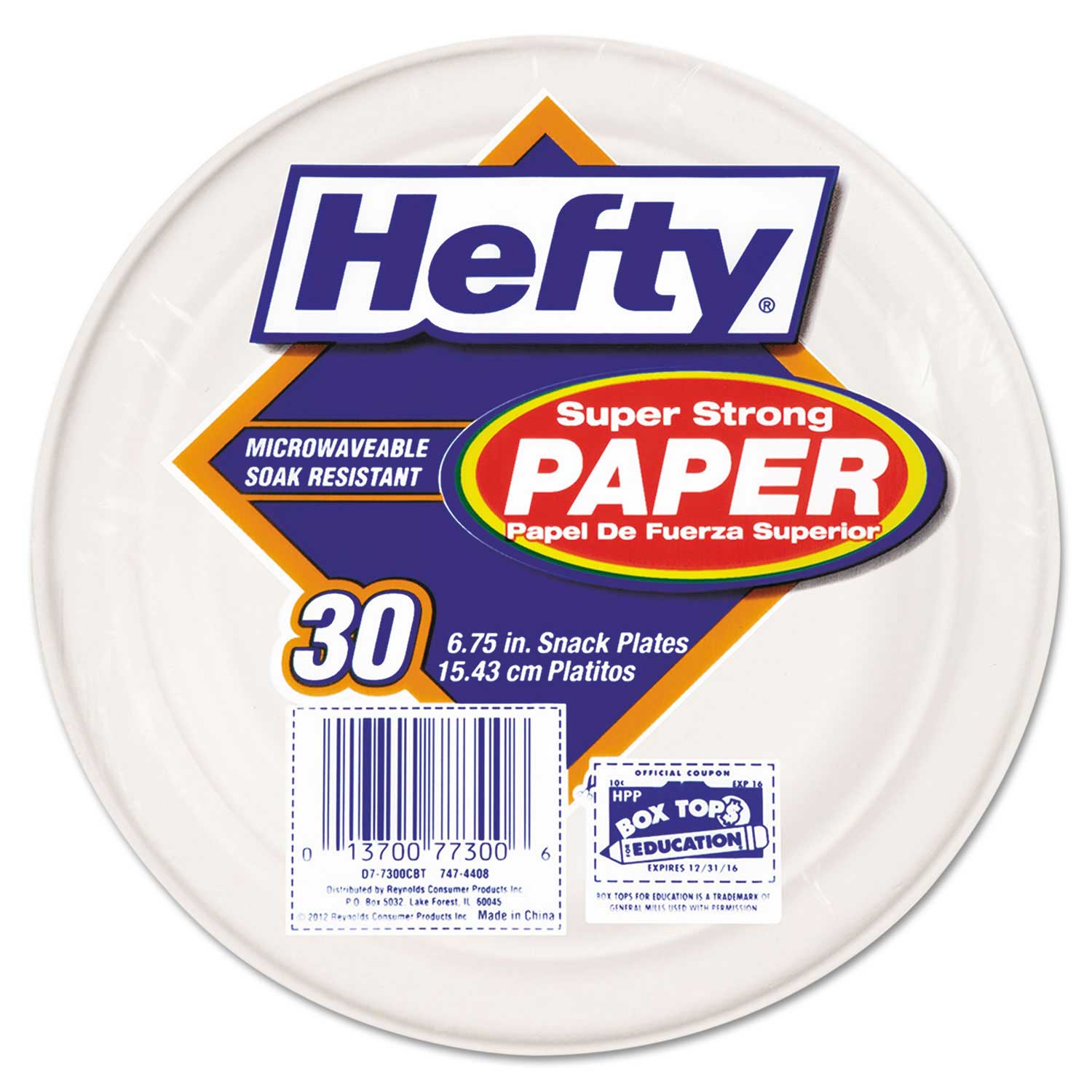 Hefty White Bagasse Super Strong Paper Plate 6 3 4 inch 30 per