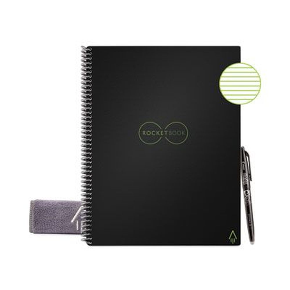Rocketbook Medium/college Rule 16 Sheets Core Smart Notebook With Black Cover, 11 X 8.5 Inch Sheet