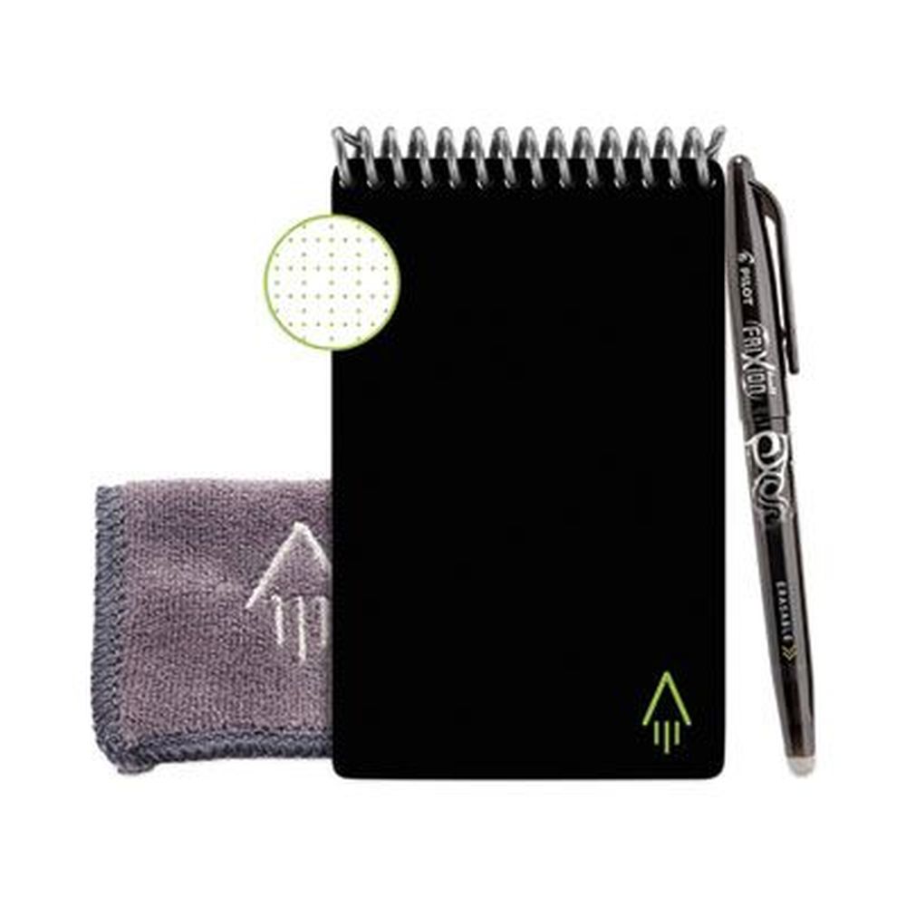 Rocketbook Dot Grid Rule White 24 Sheets Mini Notepad With Black Cover, 3 X 5.5 Inch Sheet