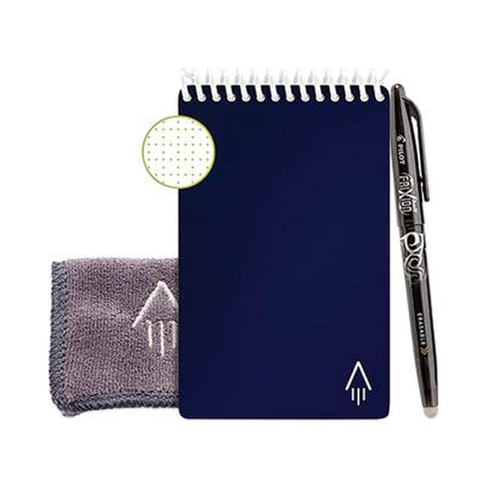 Rocketbook Dot Grid Rule White 24 Sheets Mini Notepad With Midnight Blue Cover, 3 X 5.5 Inch Sheet