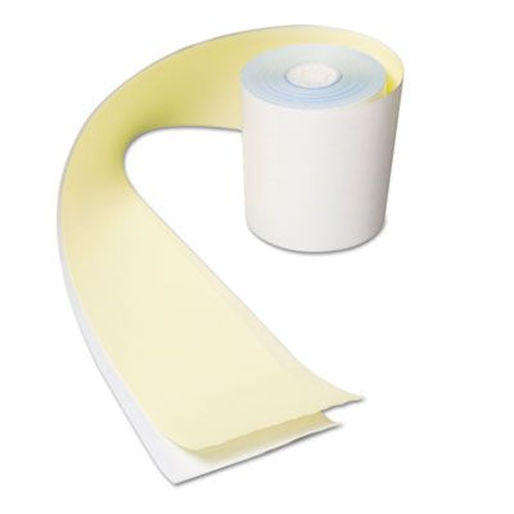 AmerCareRoyal White/Yellow No Carbon Register Rolls, 3 inch x 90 Feet