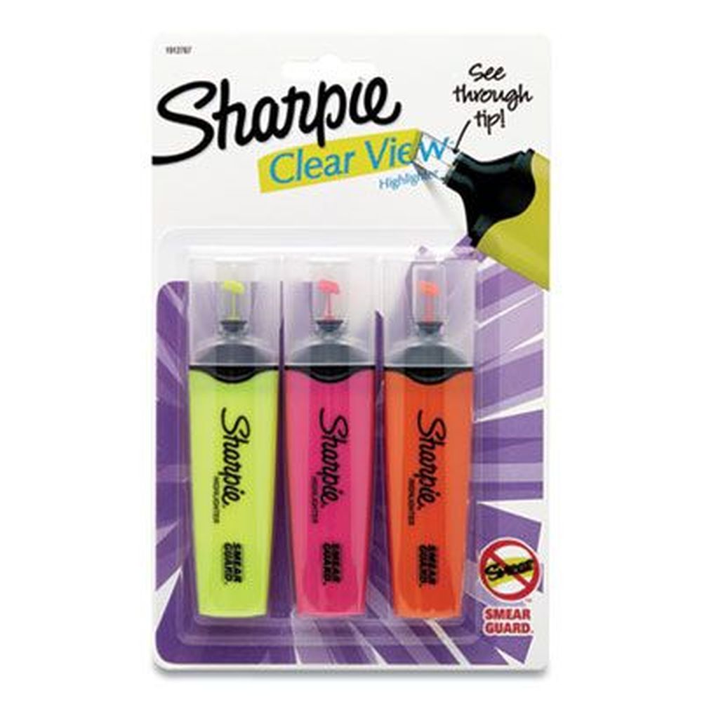 Sharpie Clearview Tank-style Chisel Tip Highlighter -- 3 Per Pack