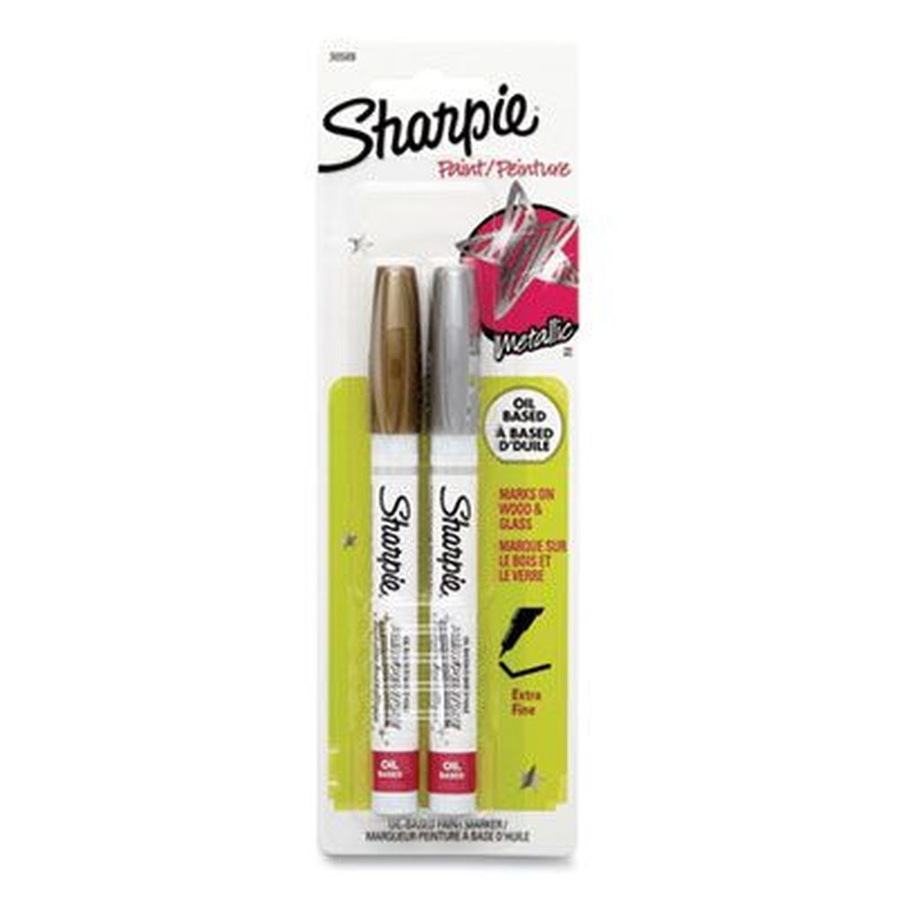 Sharpie Assorted Metallic Colors Permanent Paint Marker With Fine Bullet Tip -- 2 Per Pack