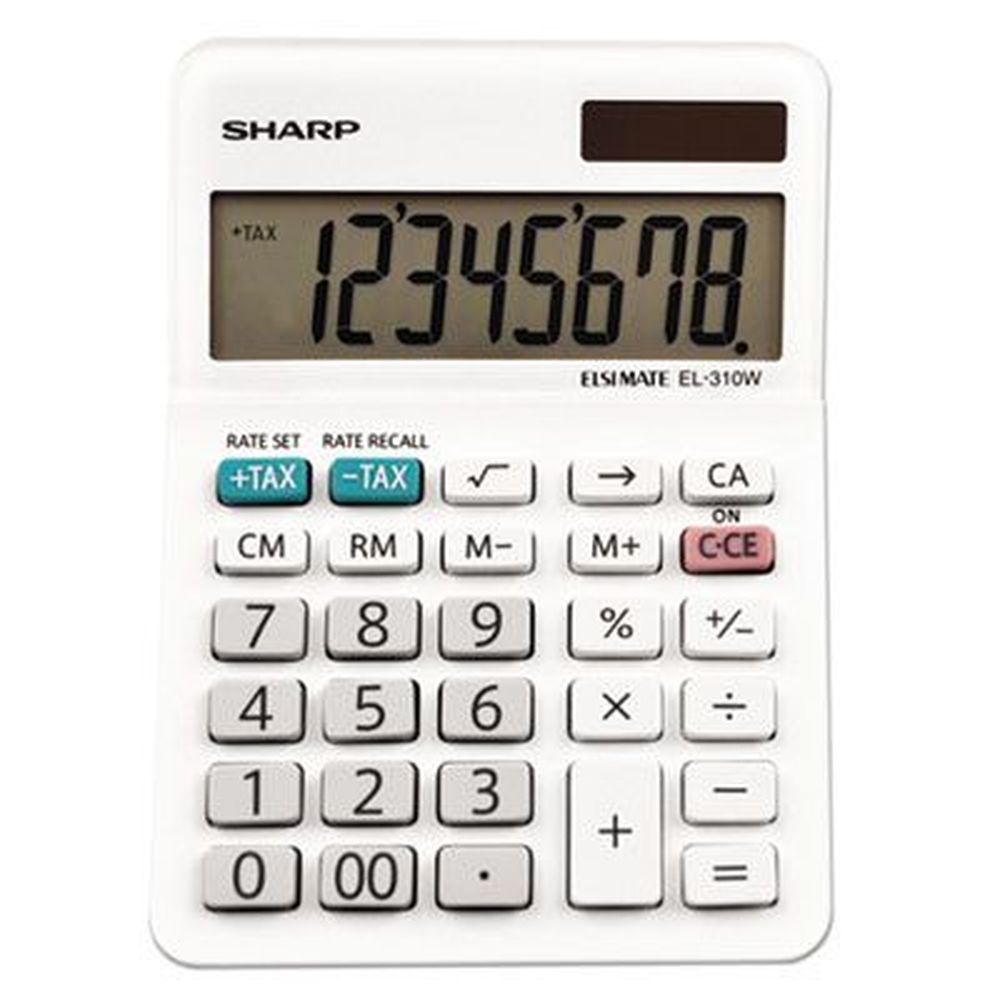 Sharp 8 Digit Lcd El-310wb Mini Desktop Calculator