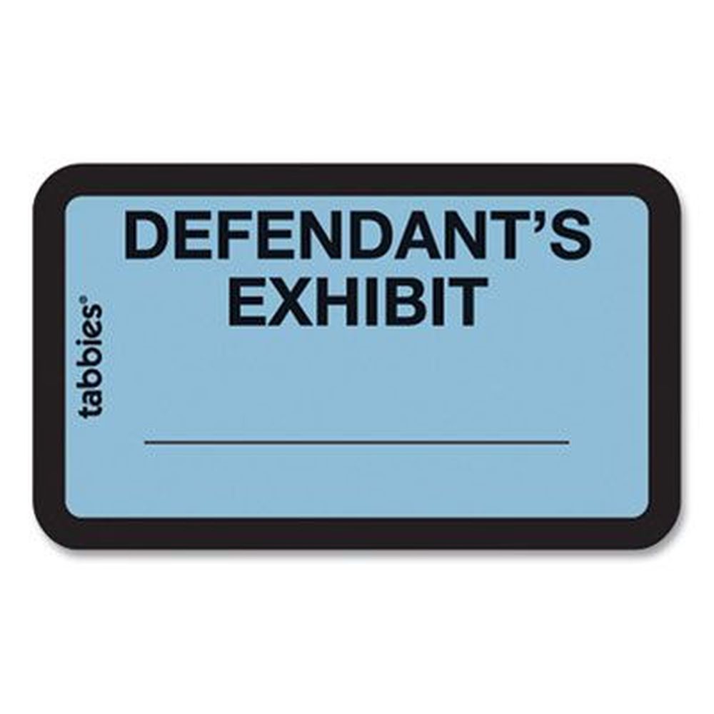 Tabbies Blue Legal Defendants Exhibit Label, 1.63 X 1 Inch - 9 Per Sheet -- 28 Sheets Per Pack