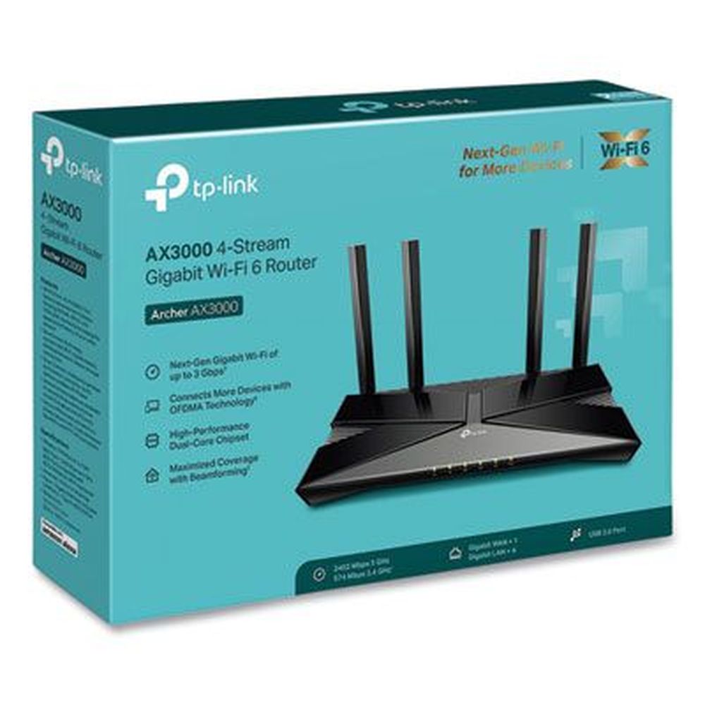 ARCHER AX3000 Dual Band Gigabit Wi-Fi 6 Router, 5 Ports, Dual-Band 2.4 GHz/5 GHz