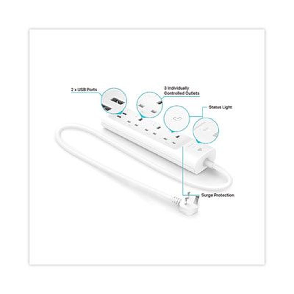 Tp-link White Kasa Smart Wifi 3-outlet Power Strip With 2 Usb Ports