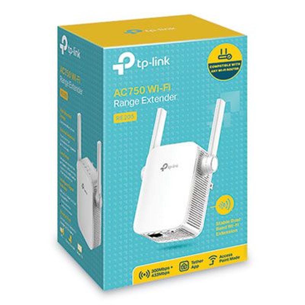 Tp Link Dual Band 1 Port Re205 Ac750 Wi Fi Range Extender, 2.4 Ghz/5 Ghz