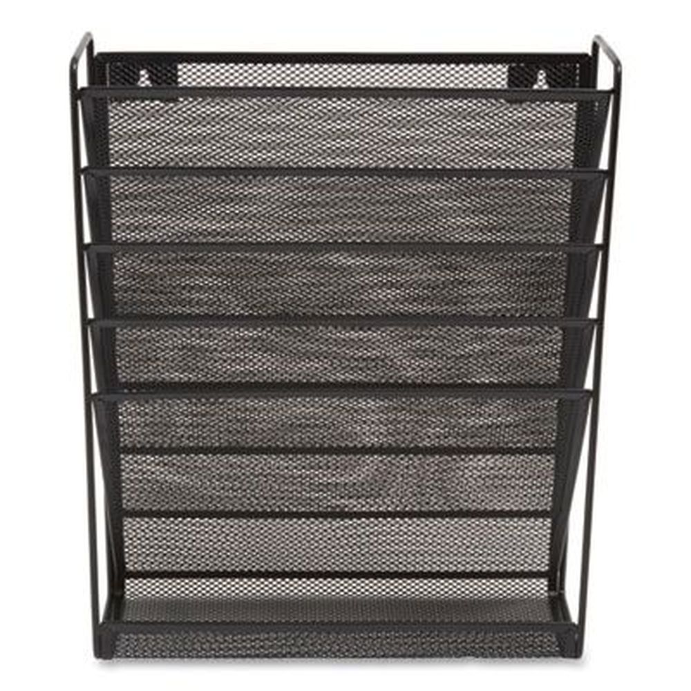 Tru Red Matte Black Enclosed Design 5 Sections Wire Mesh Incline Sorter, 13.38 X 4.52 X 16.45 Inch