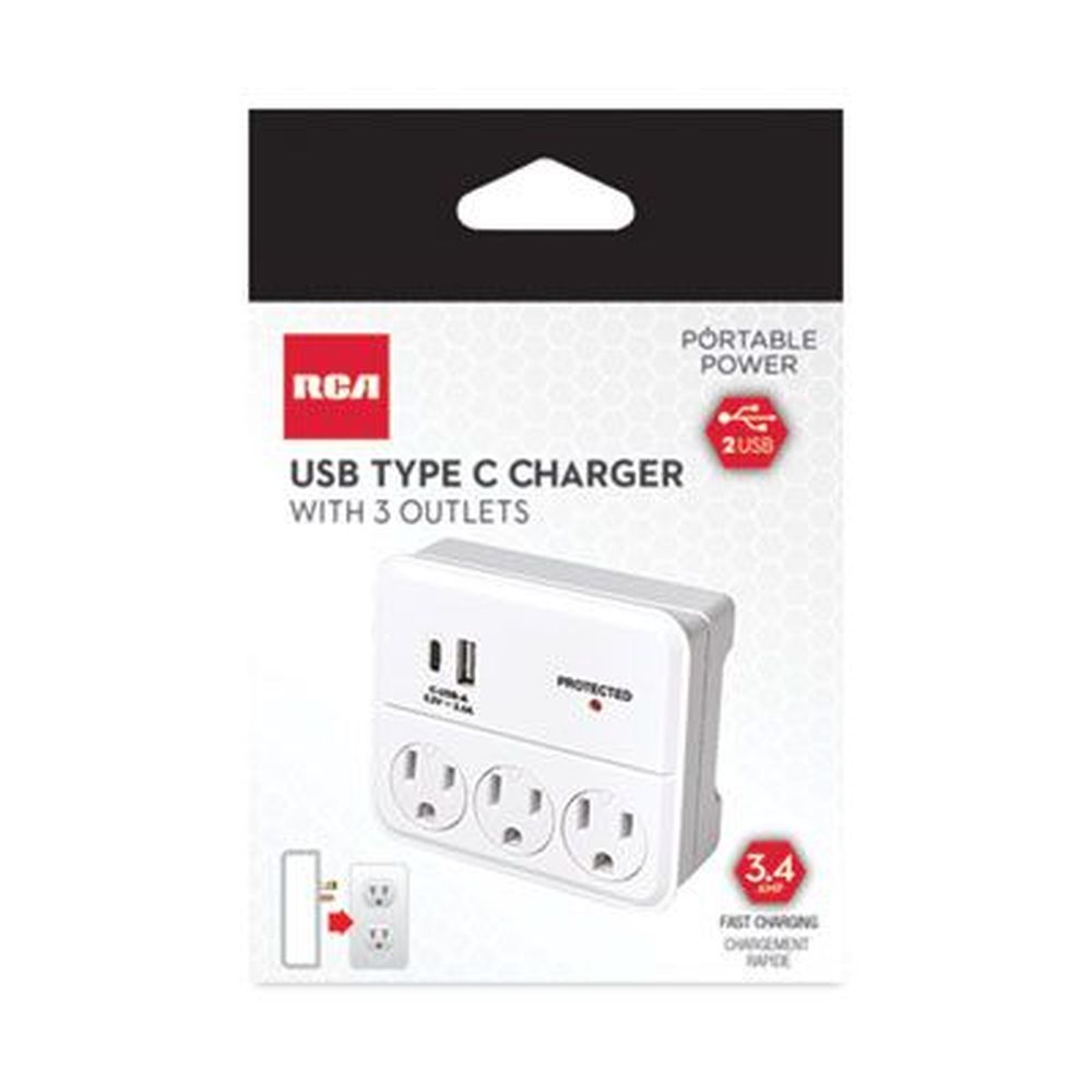 Rca White 3-outlet Wall Tap