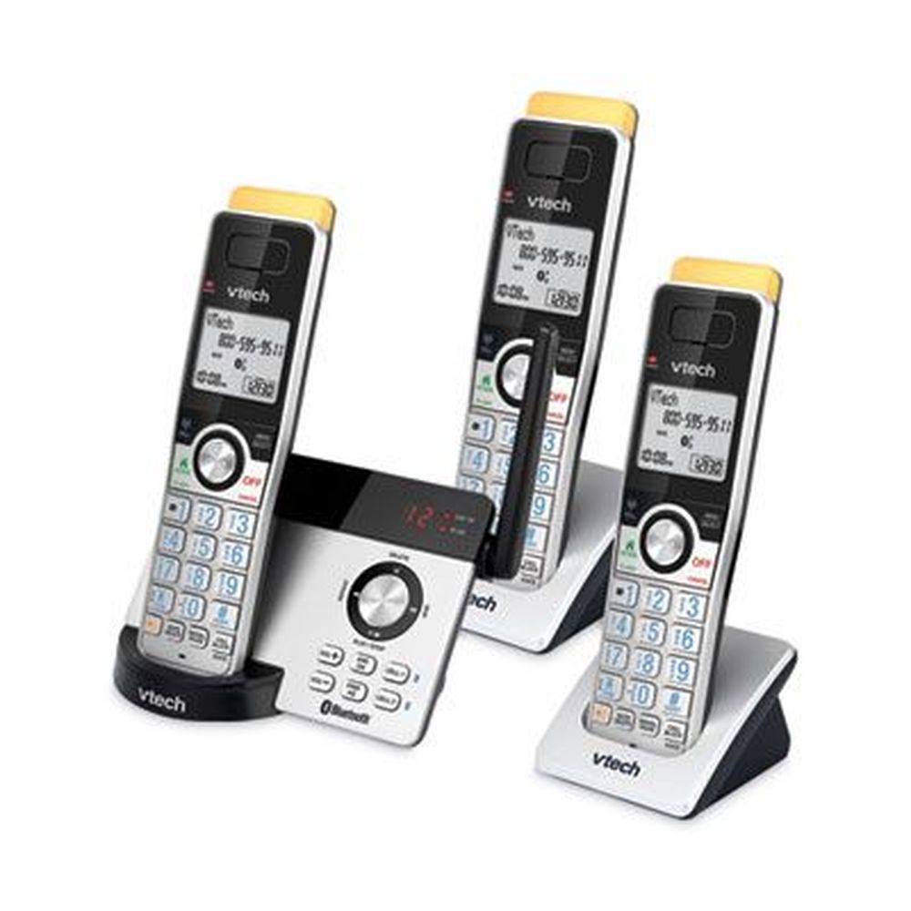 Vtech Black/silver Three-handset Connect To Cell Cordless Telephone