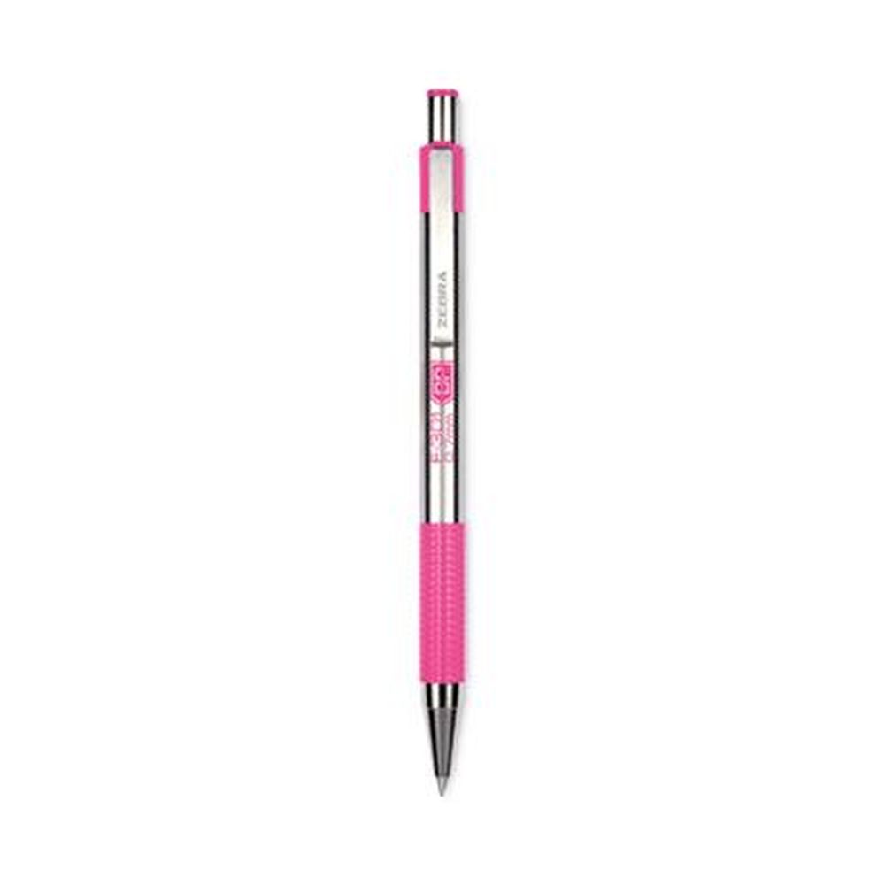 Zebra F-301 Fine 0.7 Mm Black Ink Stainless Steel/pink Barrel Retractable Ballpoint Pen
