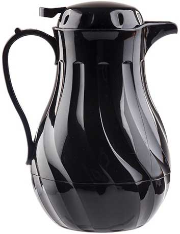 Tablecraft Polypropylene Black Insulated Swirl Coffee Carafe, 40 Ounce Capacity