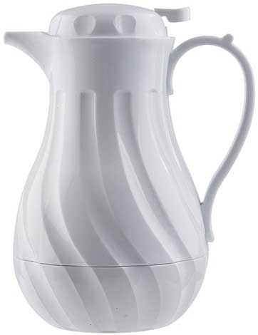 Tablecraft Polypropylene White Insulated Swirl Coffee Carafe, 64 Ounce Capacity
