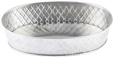 Tablecraft Lattice Collection Stainless Steel With Embossed Basket Weave Pattern Round Platte, 8.125 Inch Dia. X 1.5 Inch