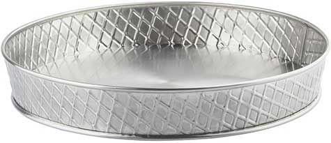 Tablecraft Lattice Collection Stainless Steel With Embossed Basket Weave Pattern Round Platter, 10.5 Inch Dia. X 1.5 Inch