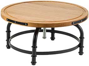 Tablecraft Industrial Collection Acacia And Black Powder Coated Metal Rotating Cake Stand, 13 Inch Dia. X 6 Inch
