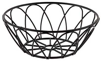 Tablecraft Petal Collection Black Powder Coated Metal Round Serving Basket, 6 X 6 X 2.25 Inch