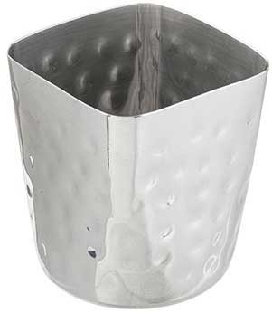 Tablecraft Stainless Steel With Hammered Finish Square Fry Cup, 13 Ounce Capacity