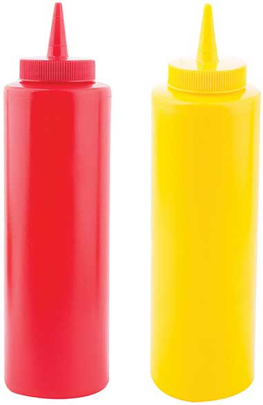Tablecraft Red And Yellow 2-piece 12 Ounce Squeeze Bottle Set -- 24 Per Case