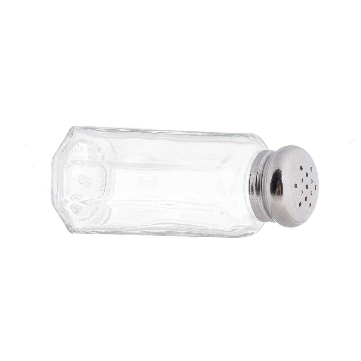 Tablecraft Stainless Steel Top Paneled Glass Salt And Pepper Shaker, 2 Ounce Capacity -- 24 Per Case