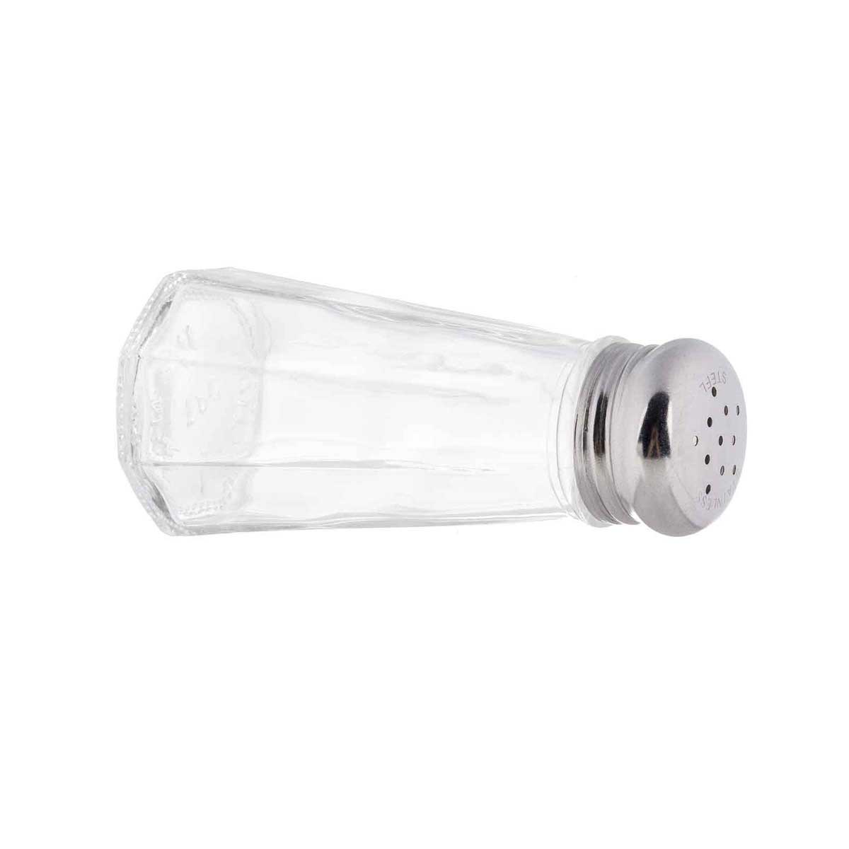 Tablecraft Stainless Steel Top Paneled Glass Salt And Pepper Shaker, 3 Ounce Capacity -- 24 Per Case