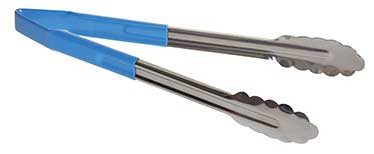 Tablecraft Stainless Steel Vinyl-coated V-hinge Tong With Blue Handle, 12 Inch