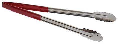Tablecraft Stainless Steel Vinyl-coated V-hinge Tong With Red Handle, 16 Inch