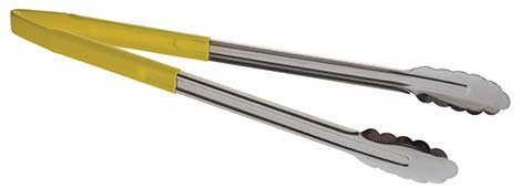 Tablecraft Stainless Steel Vinyl-coated V-hinge Tong With Yellow Handle, 16 Inch
