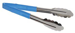 Tablecraft Stainless Steel Vinyl-coated V-hinge Tong With Blue Handle, 9 Inch