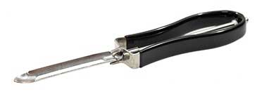 Tablecraft Stainless Steel Swivel Peeler With Black Vinyl Handle