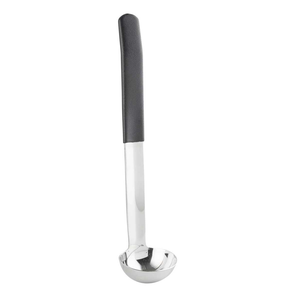 Tablecraft Antimicrobial Black Vinyl Coated Stainless Steel 1 Ounce Ladle With 9 Inch Handle, 2.25 X 2 X 10 Inch