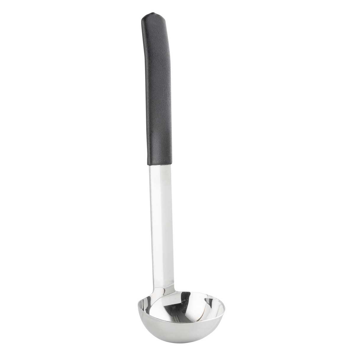 Tablecraft Antimicrobial Black Vinyl Coated Stainless Steel 2 Ounce Ladle With 9 Inch Handle, 2.875 X 2.5 X 10.125 Inch