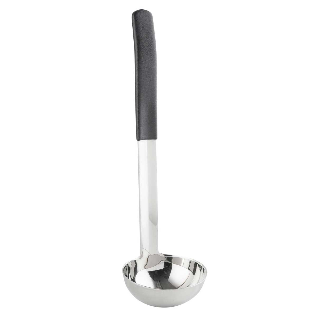 Tablecraft Antimicrobial Black Vinyl Coated Stainless Steel 3 Ounce Ladle With 9 Inch Handle, 3.25 X 2.875 X 10.375 Inch