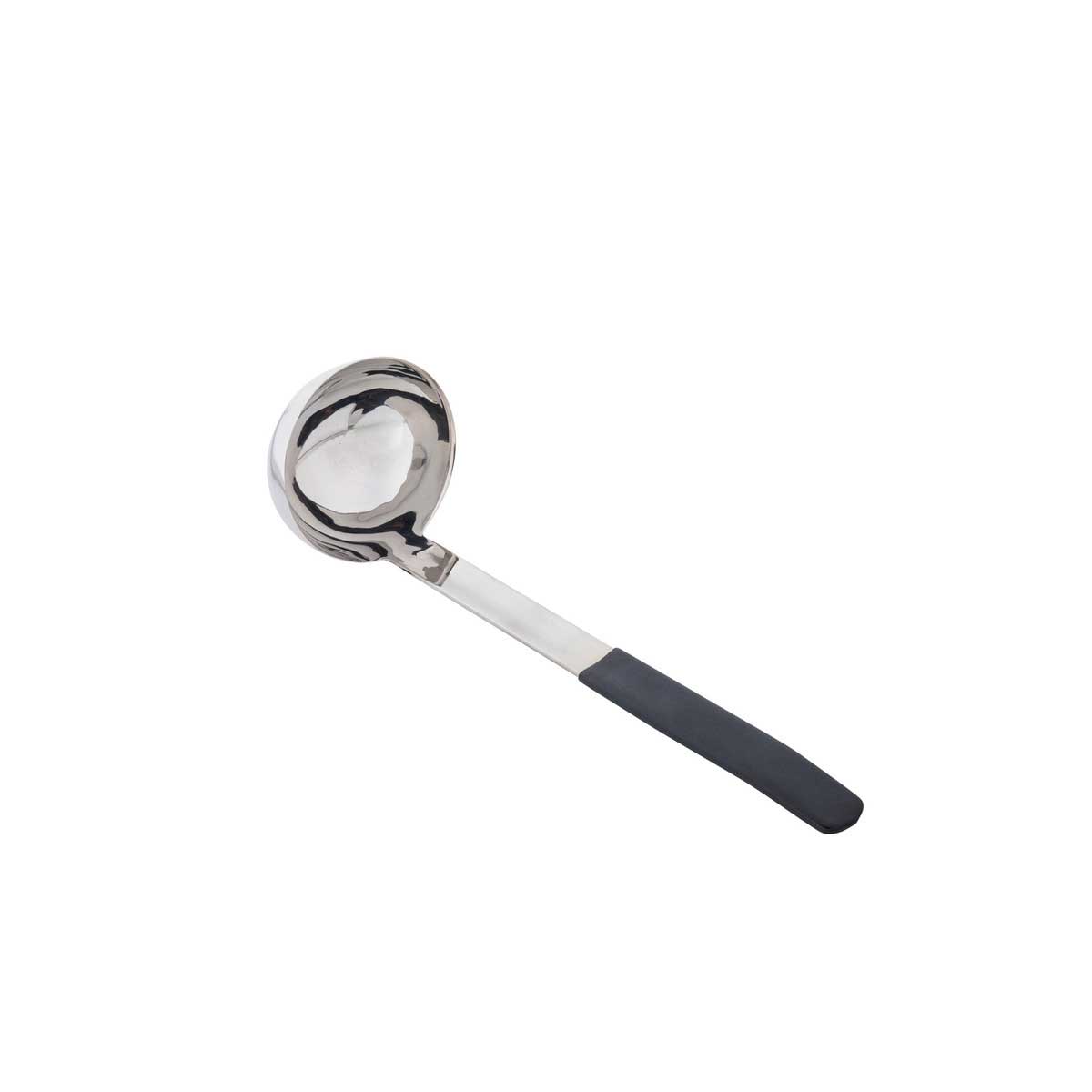 Tablecraft Antimicrobial Black Vinyl Coated Stainless Steel 4 Ounce Ladle With 9 Inch Handle, 3.5 X 3.125 X 10.5 Inch