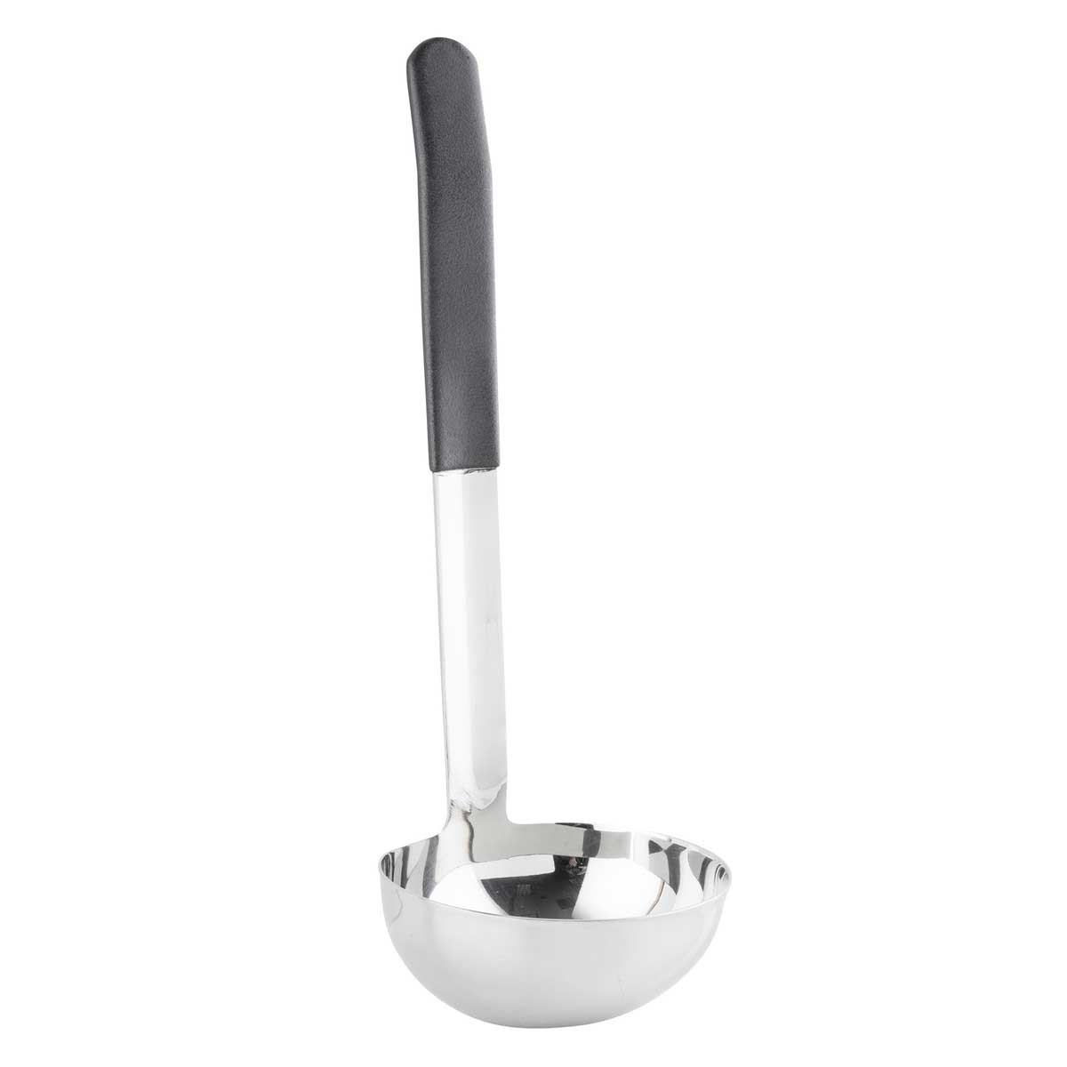 Tablecraft Antimicrobial Black Vinyl Coated Stainless Steel 6 Ounce Ladle With 9 Inch Handle, 4 X 3.5 X 10.625 Inch