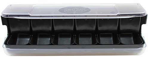 Tablecraft Estación De Guarniciones De Abs Primero En Entrar, Primero En Salir, Porta Condimentos Para Barra Con Seis Insertos Negros De 1.25 Pintas, 20.125 X 6.625 X 6.375 Pulgadas