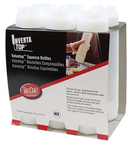 Tablecraft Invertatop 16 Ounce Universal Valvetop Squeeze Bottle, 6 Count -- 8 Per Case