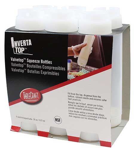 Tablecraft Invertatop 24 Ounce Universal Valvetop Squeeze Bottle, 6 Count -- 8 Per Case