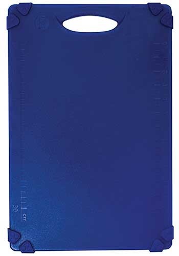 Tablecraft Polypropylene Blue Grippy Cutting Board With Tpe Grips, 12 X 18 X 0.5 Inch